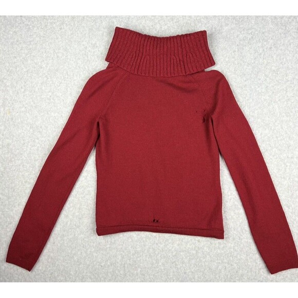 Ann Taylor Red Merino Wool Turtleneck Sweater Womens XS Ribbed Knit Fitted - Picture 5 of 14